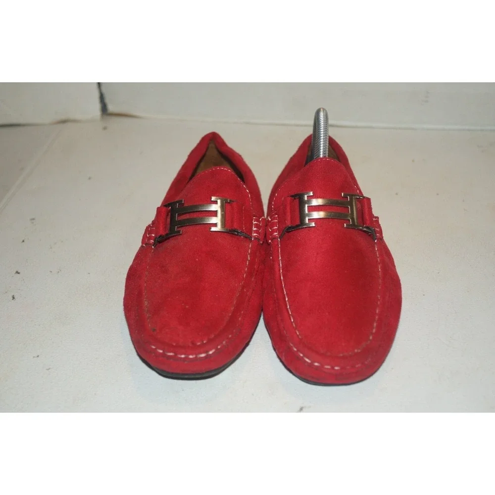 Faranzi Men's Faux Suede Slip On Loafers SZ 8M Red Huxley- U23